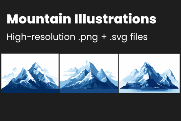3 Detailed Mountain Illustrations SVG: Winter Scenery for Designers