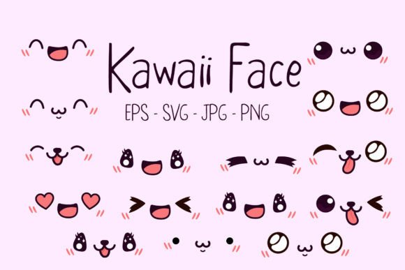 Cartoon Kawaii Face Set: Cute Emoji Illustrations