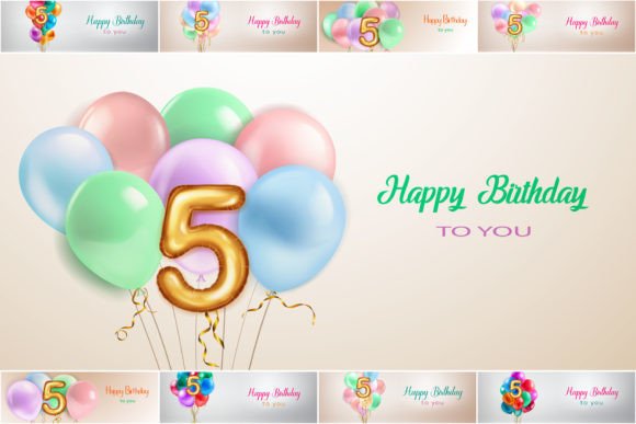 Celebrate Milestones with Happy Birthday Illustrations, 5 Year