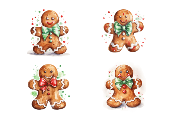 Christmas Gingerbread Illustrations: Festive Watercolor Art