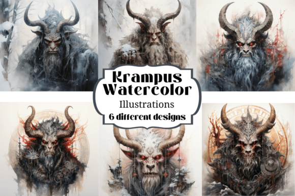 Krampus Portrait Style Illustrations: Unleash Dark Festive Charm