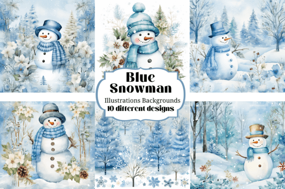 Soft Winter Charm: Using Pastel Light Blue Snowman Illustrations