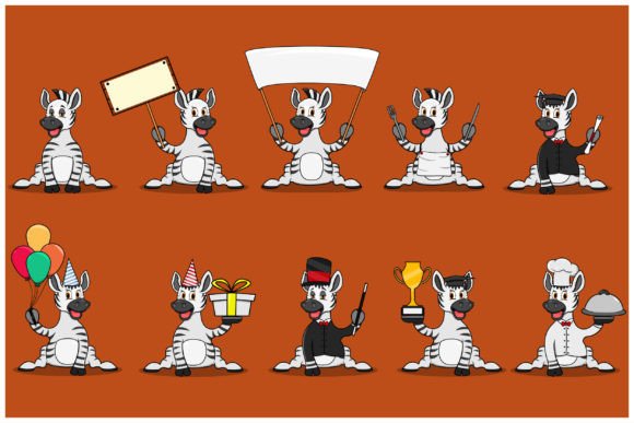 Ten Zebra Character Illustrations: Unleashing a Wild Brand Identity