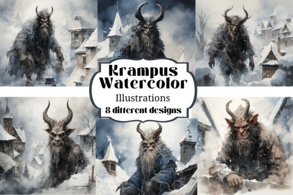 Unleash Dark Festive Magic with Spooky Krampus Illustrations
