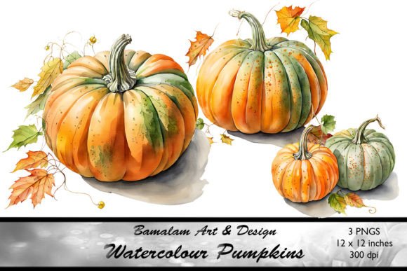 Watercolour Pumpkins Illustrations: Autumn's Versatile Charm